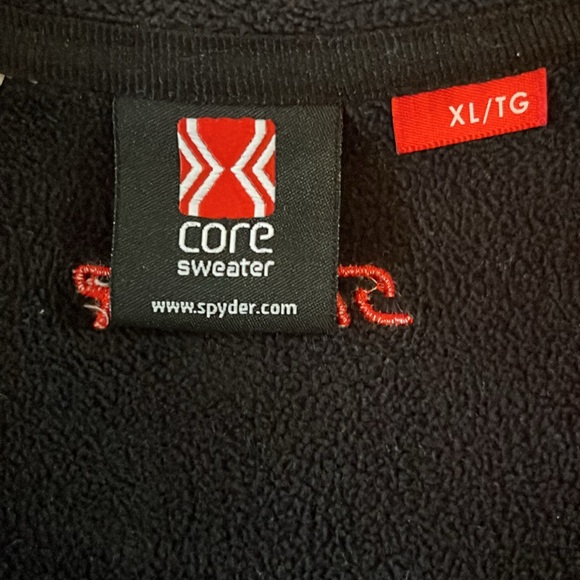 Spyder KIDS XL CORE Sweater/Jacket, XL BOYS, waffle knit and velour. Black w red - Picture 3 of 11